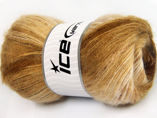 Lot of 4 x 100gr Skeins Ice Yarns MOHAIR ACTIVE (50% Mohair) Yarn Brown Shades Cream