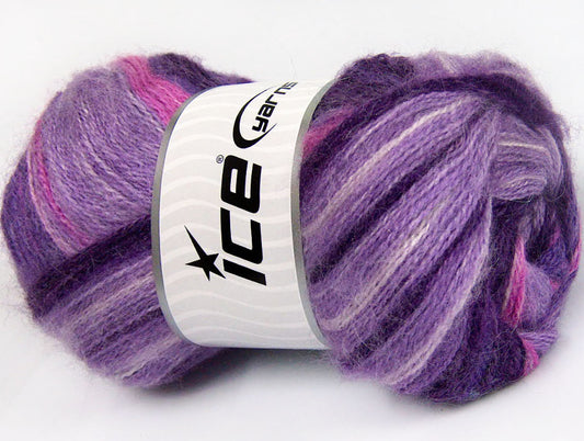 Lot of 4 x 100gr Skeins ICE MOHAIR ACTIVE (50% Mohair) Yarn Lilac Purple Pink