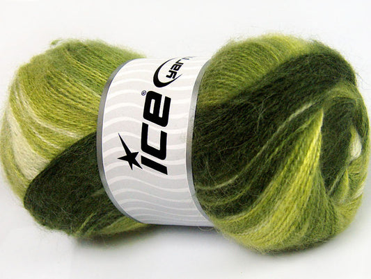 Lot of 4 x 100gr Skeins Ice Yarns MOHAIR ACTIVE (50% Mohair) Yarn Green Shades