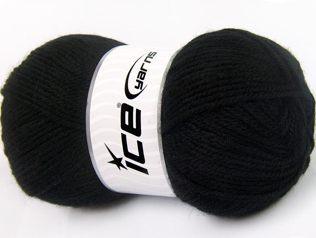 Lot of 4 x 100gr Skeins Ice Yarns FAVOURITE WOOL (50% Wool) Yarn Black