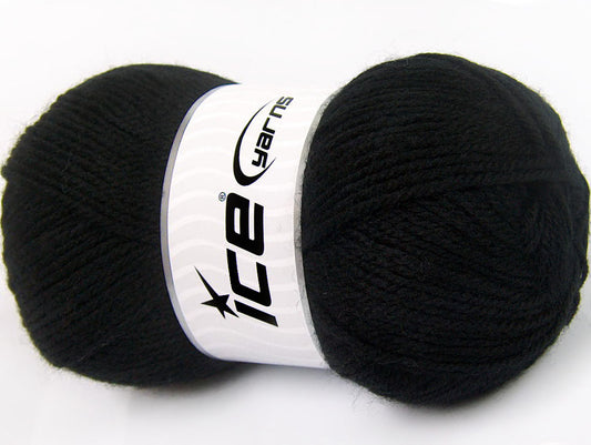 Lot of 4 x 100gr Skeins Ice Yarns FAVOURITE WOOL (50% Wool) Yarn Black