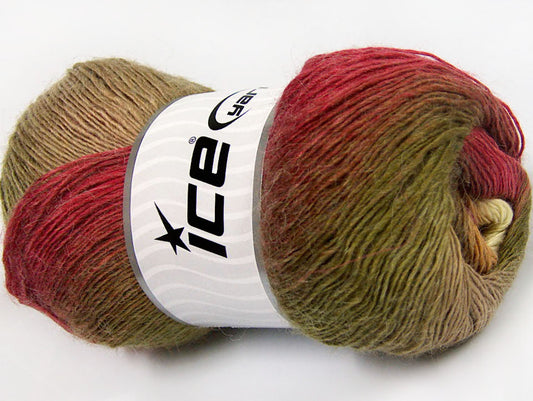Lot of 4 x 100gr Skeins Ice Yarns ALPACA ACTIVE (20% Alpaca 20% Wool) Yarn Burgundy Green Brown Shades Cream