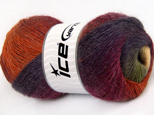 Lot of 4 x 100gr Skeins Ice Yarns ALPACA ACTIVE (20% Alpaca 20% Wool) Yarn Purple Burgundy Orange Green Camel Cream