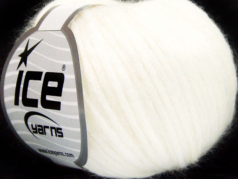 Lot of 8 Skeins ICE WOOL SOFTAIR (30% Wool) Hand Knitting Yarn White