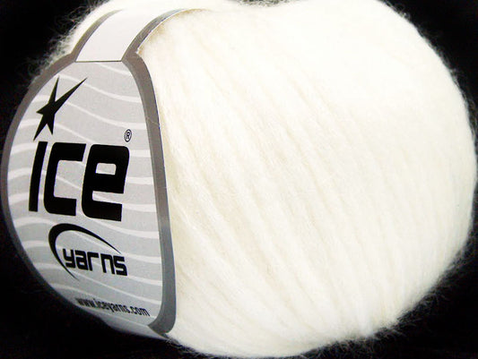 Lot of 8 Skeins ICE WOOL SOFTAIR (30% Wool) Hand Knitting Yarn White