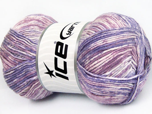 Lot of 4 x 100gr Skeins ICE COTTON SPRAY (50% Cotton) Yarn Lilac Shades Orchid