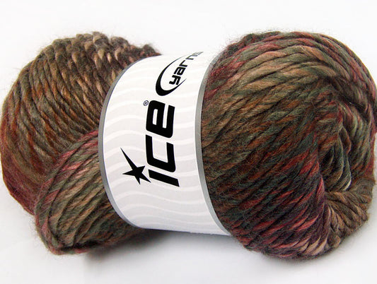 Lot of 4 x 100gr Skeins ICE DONNA (70% Wool) Yarn Khaki Brown Anthracite Salmon