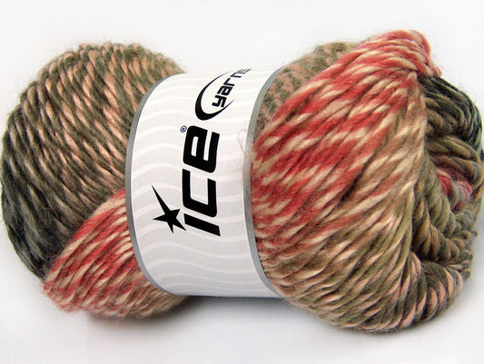 Lot of 4 x 100gr Skeins ICE DONNA (70% Wool) Yarn Salmon Brown Shades Anthracite