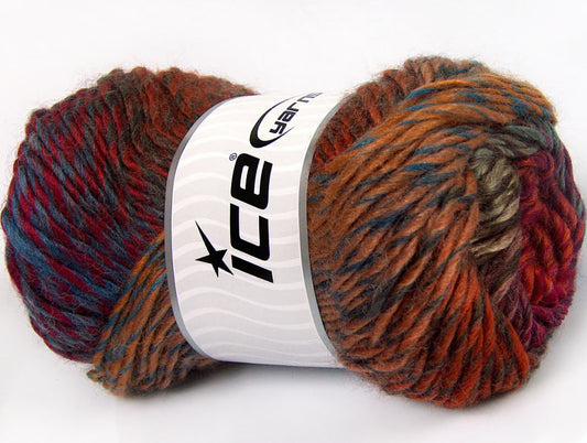 Lot of 4 x 100gr Skeins ICE DONNA (70% Wool) Yarn Brown Shades Copper Blue Red Purple