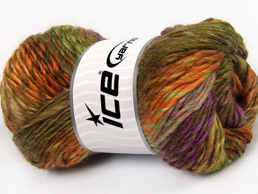 Lot of 4 x 100gr Skeins ICE DONNA (70% Wool) Yarn Khaki Lilac Camel Orange