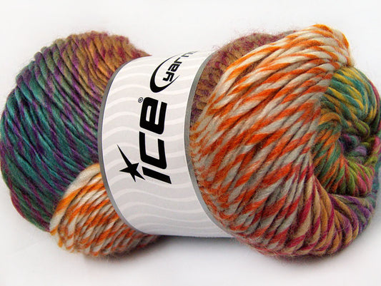 Lot of 4 x 100gr Skeins ICE DONNA (70% Wool) Yarn Orange Grey Teal Green Gold