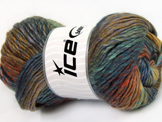 Lot of 4 x 100gr Skeins ICE DONNA (70% Wool) Yarn Blue Shades Brown Khaki