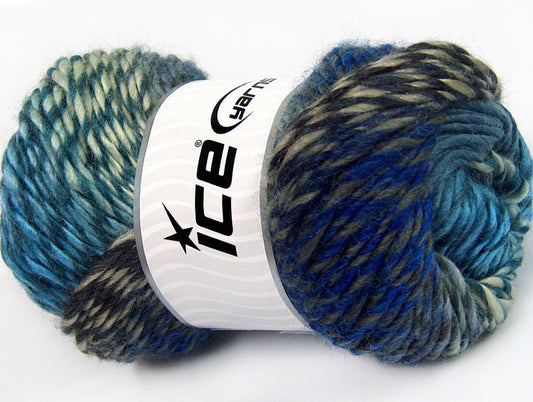 Lot of 4 x 100gr Skeins ICE DONNA (70% Wool) Yarn Blue Shades Anthracite Black Turquoise