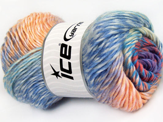 Lot of 4 x 100gr Skeins ICE DONNA (70% Wool) Yarn Lilac Salmon Shades Blue