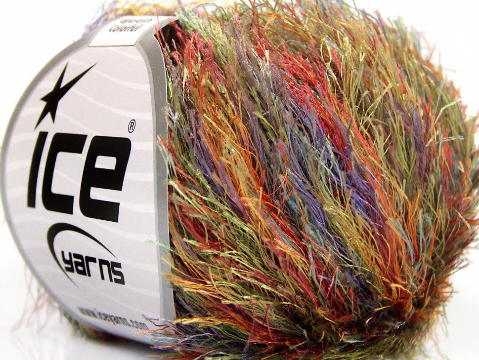 Lot of 8 Skeins Ice Yarns EYELASH COLORFUL Hand Knitting Yarn Rainbow