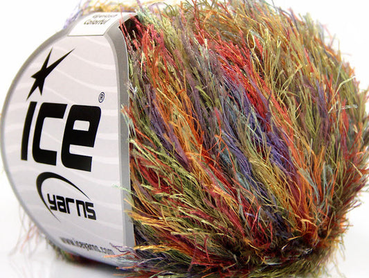 Lot of 8 Skeins Ice Yarns EYELASH COLORFUL Hand Knitting Yarn Rainbow