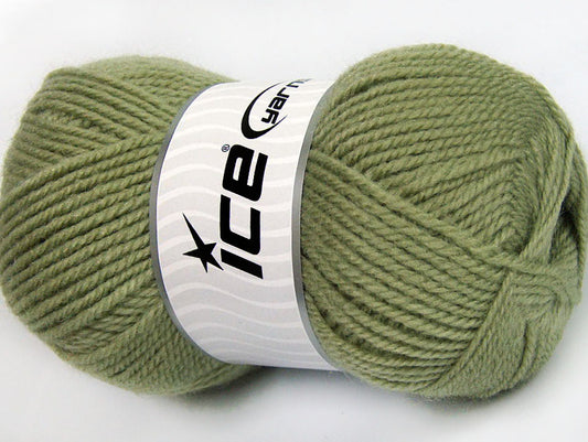 Lot of 4 x 100gr Skeins Ice Yarns FAVOURITE WOOL (50% Wool) Yarn Light Khaki