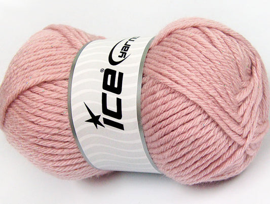 Lot of 4 x 100gr Skeins ICE WOOL BULKY GLITZ (25% Wool) Yarn Light Pink