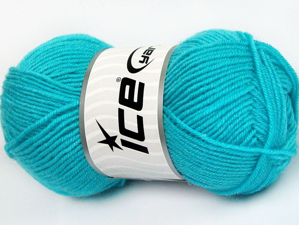 Lot of 8 Skeins ICE BABY WOOL (40% Wool) Hand Knitting Yarn Turquoise