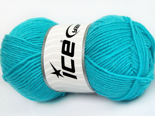 Lot of 8 Skeins ICE BABY WOOL (40% Wool) Hand Knitting Yarn Turquoise