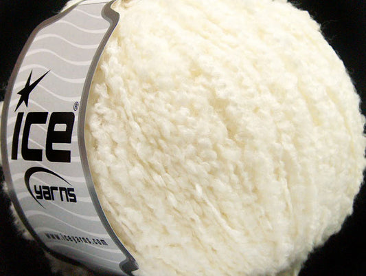 Lot of 8 Skeins ICE SALE BOUCLE (27% Wool) Hand Knitting Yarn White