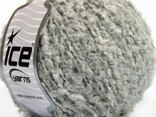 Lot of 8 Skeins ICE SALE BOUCLE (27% Wool) Hand Knitting Yarn Light Grey