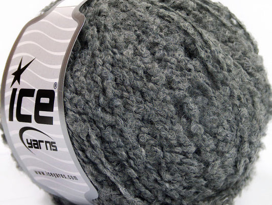 Lot of 8 Skeins ICE SALE BOUCLE (27% Wool) Hand Knitting Yarn Grey