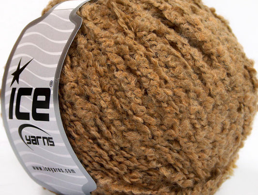 Lot of 8 Skeins ICE SALE BOUCLE (27% Wool) Hand Knitting Yarn Camel
