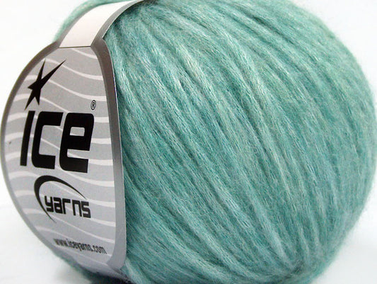 Lot of 8 Skeins ICE WOOL SOFTAIR (30% Wool) Hand Knitting Yarn Mint Green