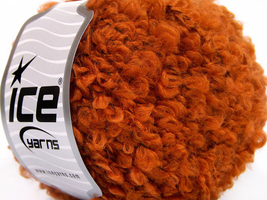 Lot of 8 Skeins ICE PAPERINO BOUCLE (9% Wool) Hand Knitting Yarn Orange