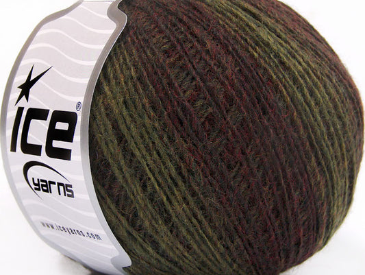 Lot of 8 Skeins ICE WOOL CORD SPORT (50% Wool) Yarn Maroon Burgundy Khaki