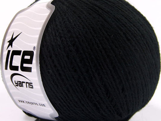 Lot of 8 Skeins ICE WOOL FINE (50% Wool) Hand Knitting Yarn Black