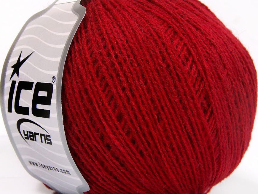 Lot of 8 Skeins ICE WOOL FINE (50% Wool) Hand Knitting Yarn Red