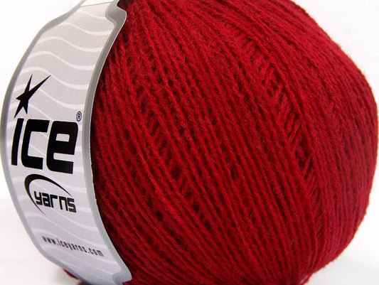 Lot of 8 Skeins ICE WOOL FINE (50% Wool) Hand Knitting Yarn Red