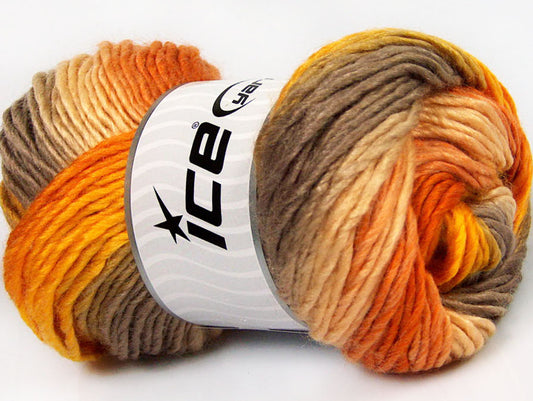 Lot of 4 x 100gr Skeins Ice Yarns AMBIENTE (50% Wool) Yarn Camel Gold Orange
