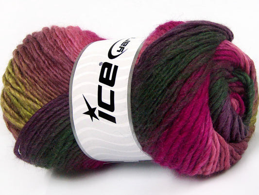Lot of 4 x 100gr Skeins Ice Yarns AMBIENTE (50% Wool) Yarn Purple Dark Green Fuchsia Pink