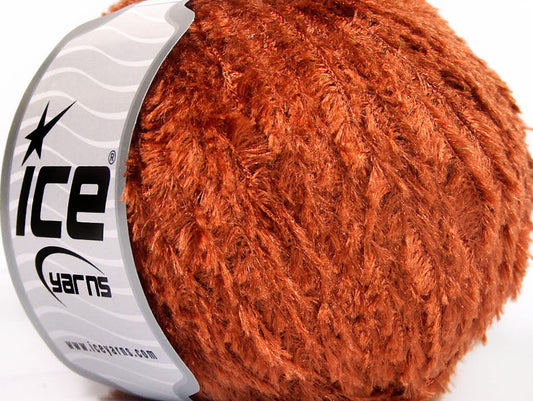 Lot of 8 Skeins ICE SALE EYELASH Hand Knitting Yarn Copper