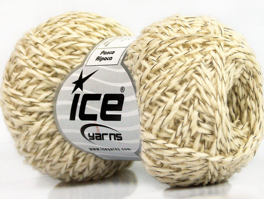 Lot of 8 Skeins ICE PASCO ALPACA (20% Alpaca 20% Wool) Yarn Cream Black