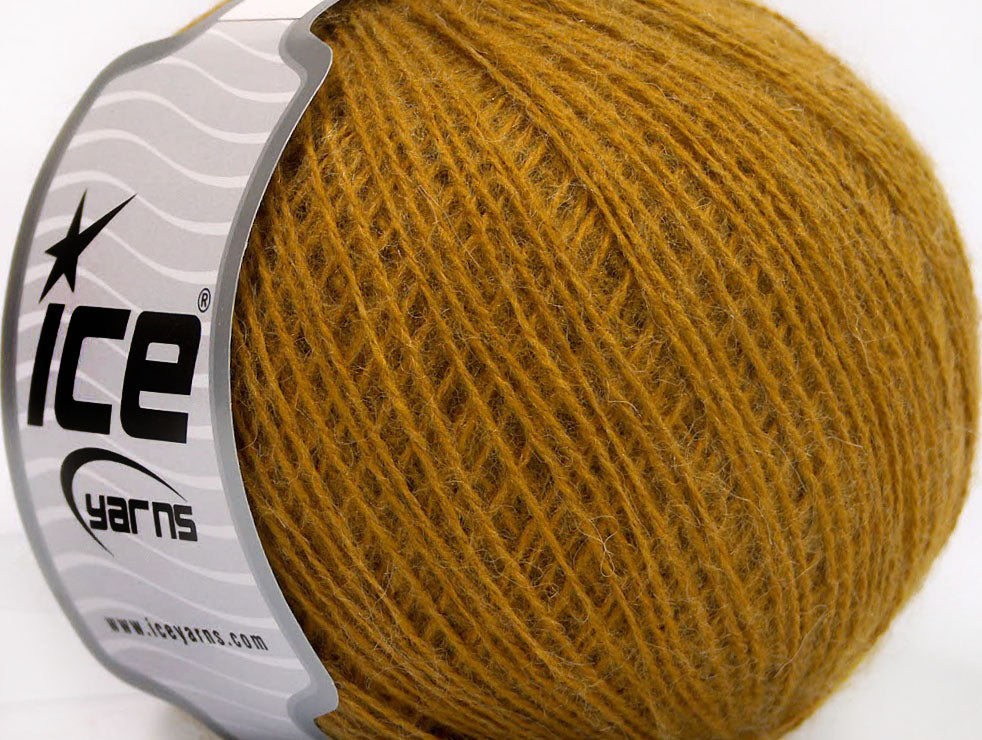 Lot of 8 Skeins ICE WOOL FINE (50% Wool) Hand Knitting Yarn Gold