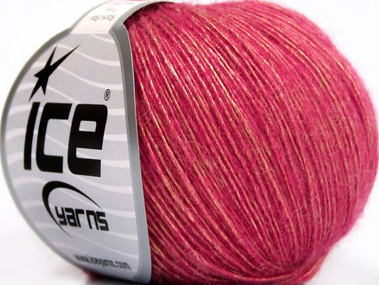 Lot of 8 Skeins ICE ROCK STAR FINE (19% Merino Wool) Yarn Fuchsia Gold