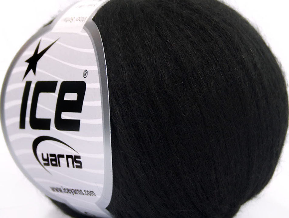 Lot of 8 Skeins ICE WOOL SOFTAIR (30% Wool) Hand Knitting Yarn Black