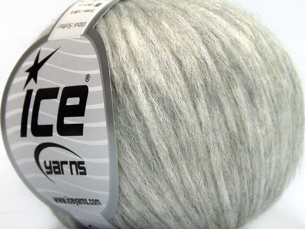 Lot of 8 Skeins ICE WOOL SOFTAIR (30% Wool) Hand Knitting Yarn Grey Melange