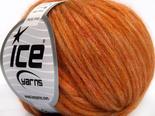 Lot of 8 Skeins Ice Yarns WOOL SOFTAIR (30% Wool) Yarn Orange Melange