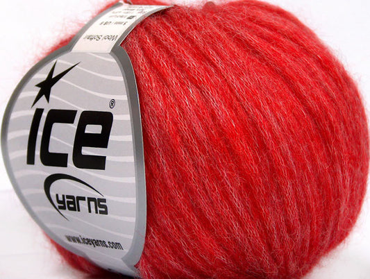 Lot of 8 Skeins Ice Yarns WOOL SOFTAIR (30% Wool) Yarn Red Melange