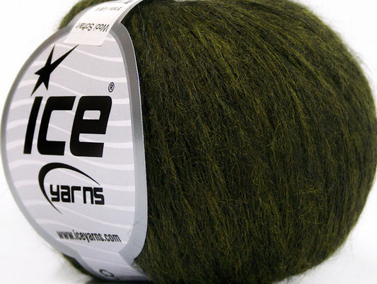 Lot of 8 Skeins Ice Yarns WOOL SOFTAIR (30% Wool) Yarn Dark Green Melange