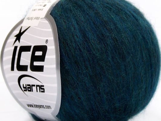 Lot of 8 Skeins Ice Yarns WOOL SOFTAIR (30% Wool) Yarn Teal Melange