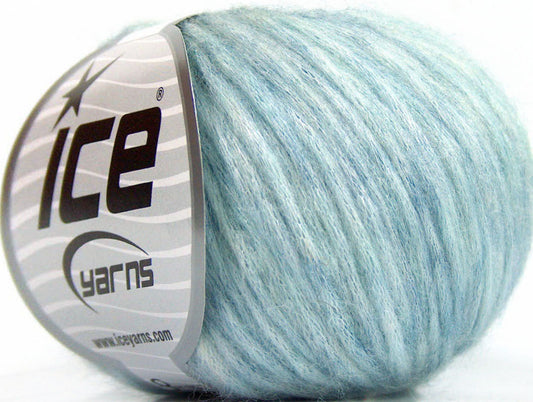 Lot of 8 Skeins ICE WOOL SOFTAIR (30% Wool) Yarn Light Blue Melange