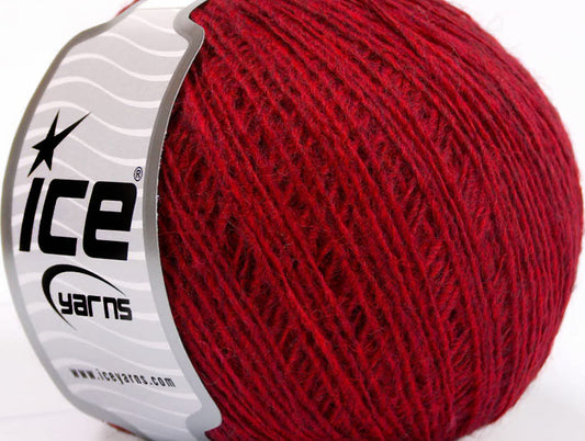 Lot of 8 Skeins ICE WOOL CORD SPORT (50% Wool) Hand Knitting Yarn Red Melange