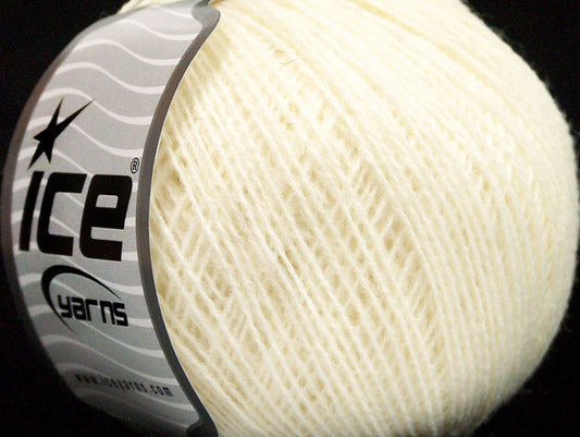 Lot of 8 Skeins ICE WOOL FINE (50% Wool) Hand Knitting Yarn Cream
