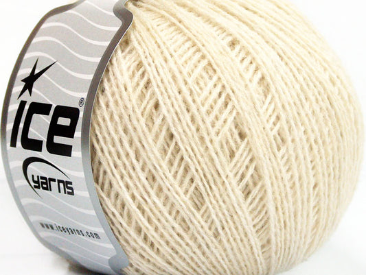 Lot of 8 Skeins ICE WOOL FINE (50% Wool) Hand Knitting Yarn Light Beige